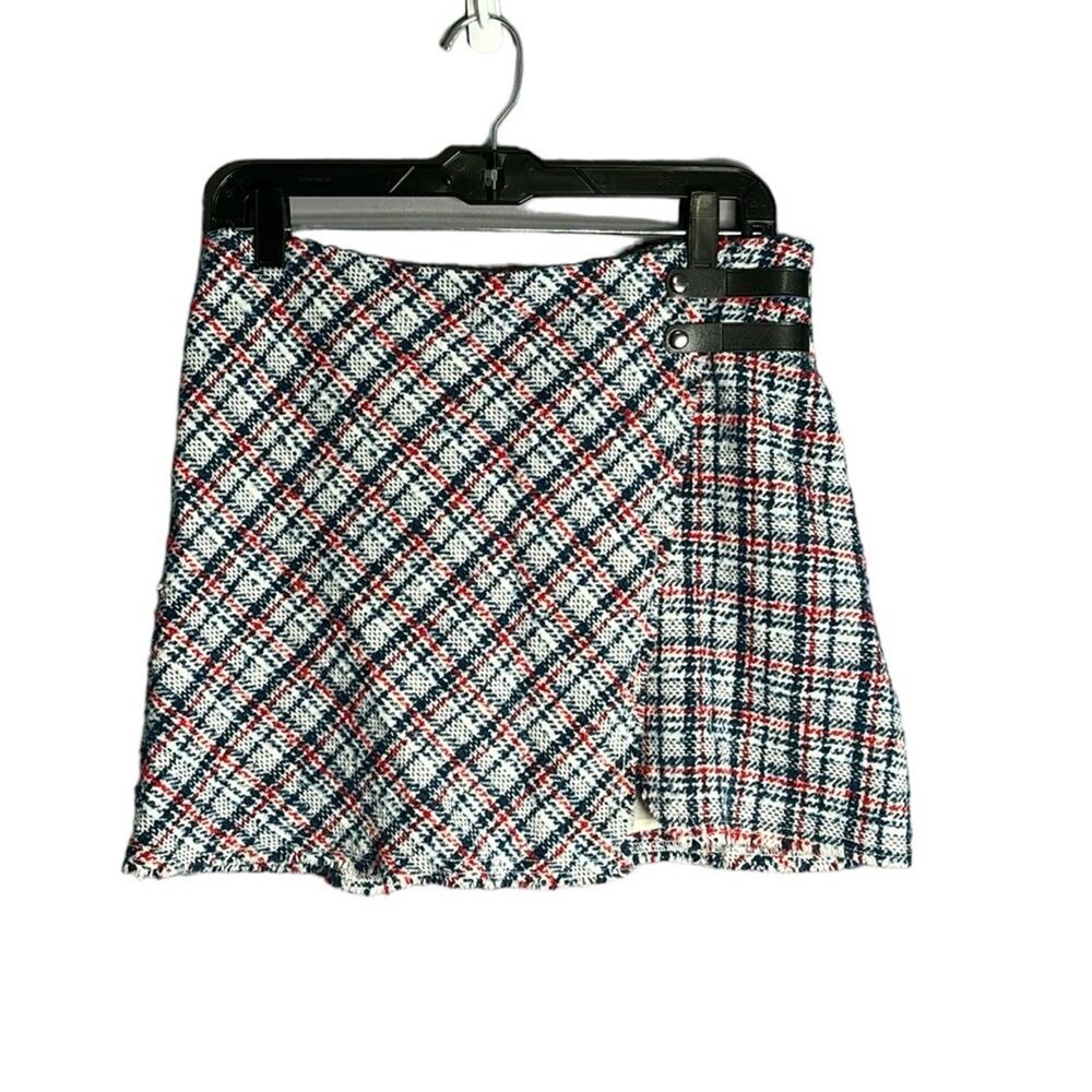 Urban Outfitters Blue and Red Plaid Wool Fully Lined Skirt Large